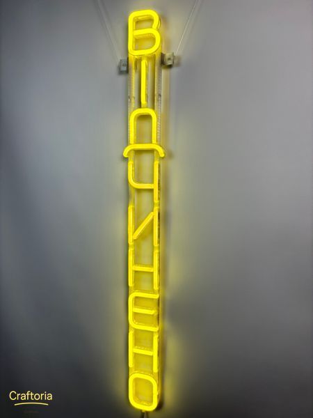 Neon LED sign Neon sign Open vertical 800x85 Lemon yellow &mdash; product code ВІД-800x85-ЛИМ, main photo