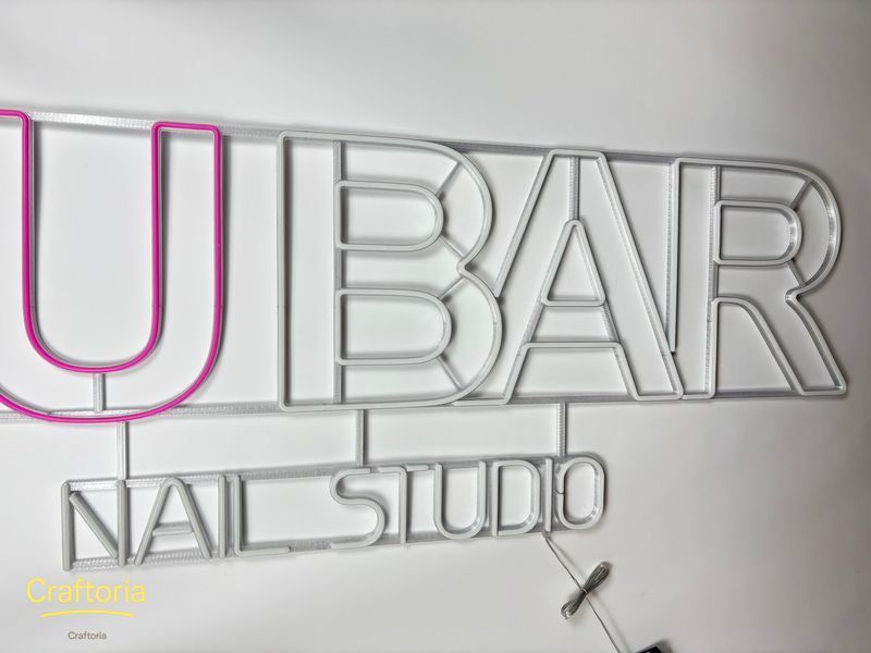 Неонова вивіска YU BAR nail studio 1800x600 Комбінований YU -1800x600-КОМ фото